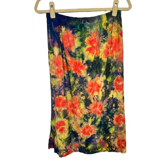 Boho Tie Dye Slip Skirt Medium Colorful Hippie Festival Lightweight Rayon Casual - Picture 3 of 6